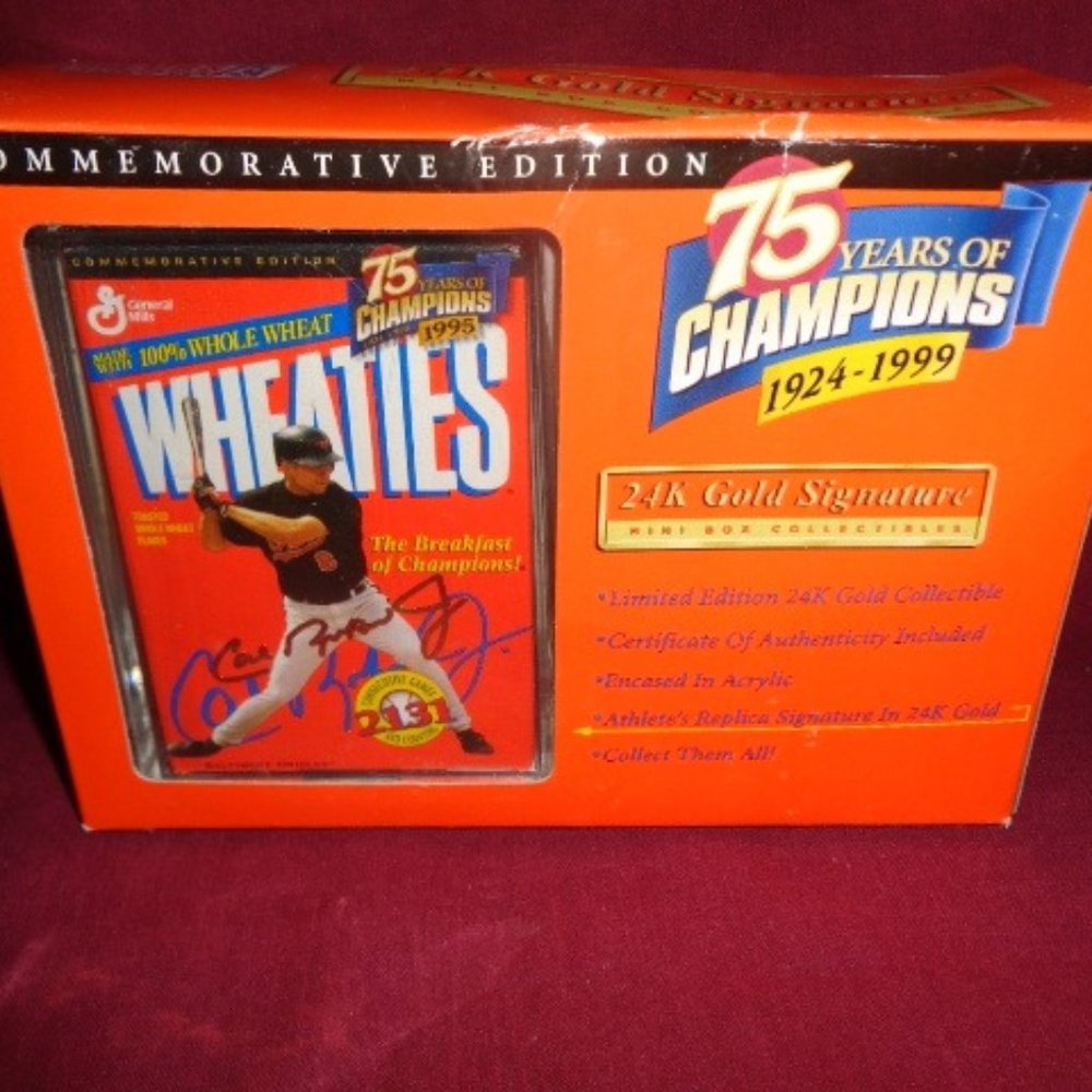 MLB Wheaties Cal Ripken Jr. 75 Years Of Champions Gold Signature Mini Box
